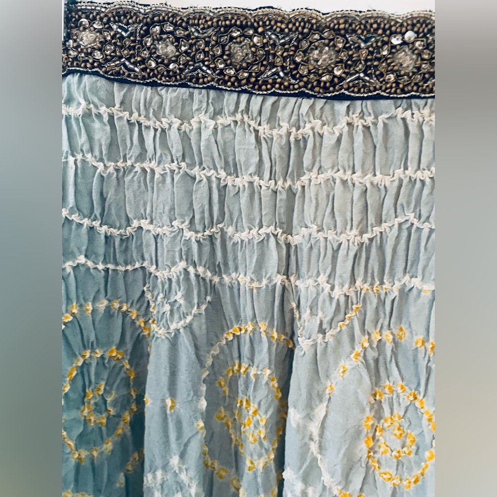 Moda International Light Blue Maxi Skirt with Gold Embellished Waistband